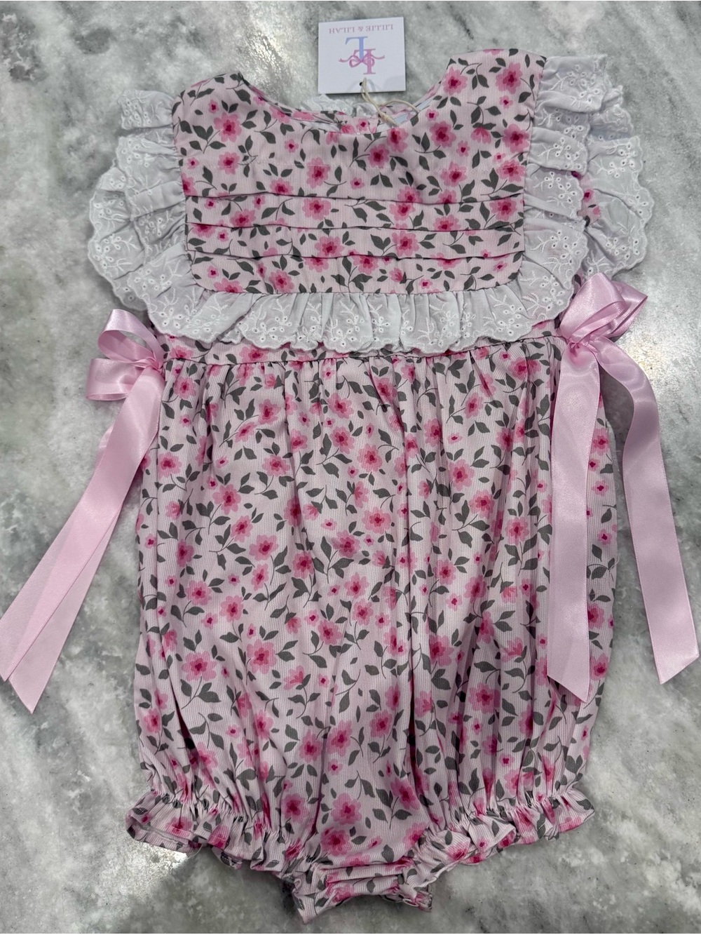 Lillie & Lilah Pink Floral Ruffle Baby One-Piece